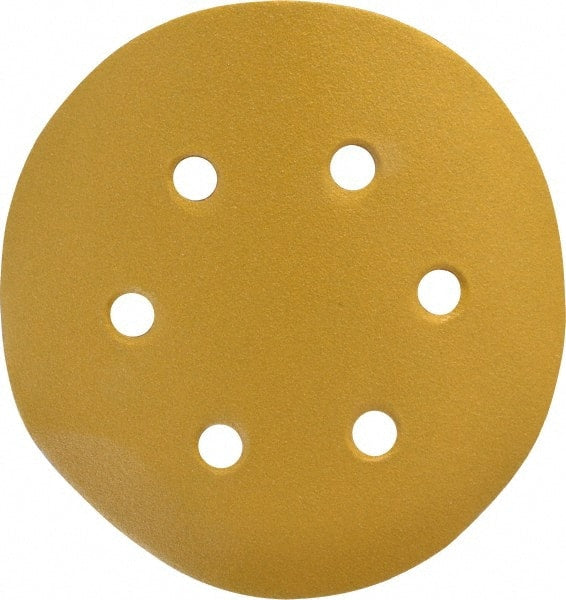 Made in USA - 6" Diam, 120 Grit, Aluminum Oxide Hook & Loop Disc - Fine Grade, Coated, C Weight Paper Backing, - Exact Tooling