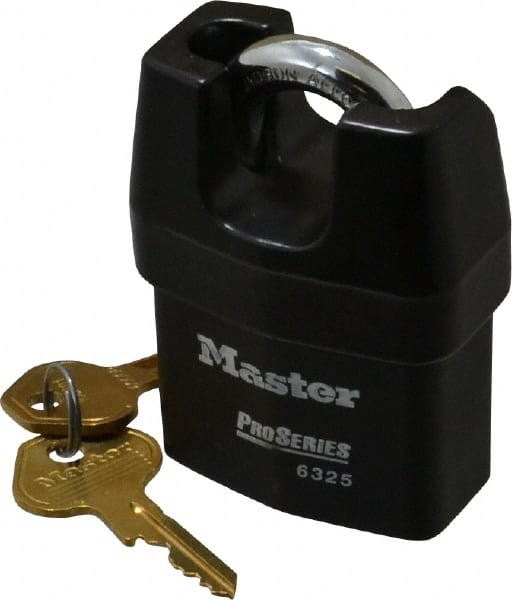 Master Lock - 3/4" Shackle Clearance, Keyed Alike Padlock - 3/8" Shackle Width, 3/8" Shackle Diam, Laminated Steel - Exact Tooling