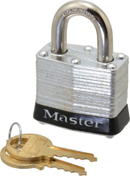 Master Lock - Keyed Different Retaining Key Conductive Lockout Padlock - 3/4" Shackle Clearance, 9/32" Shackle Diam, 1-1/4" Body Height x 1-9/16" Body Width, Black, 4 Pins - Exact Tooling