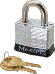Master Lock - Keyed Different Retaining Key Conductive Lockout Padlock - 3/4" Shackle Clearance, 9/32" Shackle Diam, 1-1/4" Body Height x 1-9/16" Body Width, Black, 4 Pins - Exact Tooling