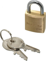 Master Lock - 7/16" Shackle Clearance, Keyed Alike Padlock - 5/32" Shackle Diam, Brass - Exact Tooling