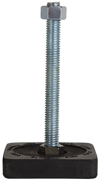 Tech Products - 500 Lb Capacity, 1/2-13 Thread, Steel Stud, Studded Pivotal Socket Mount Leveling Pad & Mount - 5" Stud Length, 3" Base Diam, Neoprene Pad - Exact Tooling