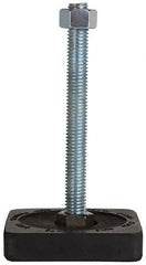 Tech Products - 500 Lb Capacity, 1/2-13 Thread, Steel Stud, Studded Pivotal Socket Mount Leveling Pad & Mount - 5" Stud Length, 3" Base Diam, Neoprene Pad - Exact Tooling