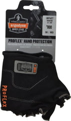 Ergodyne - Size S/M (7-8) Cotton Spandex Anti-Vibration/Impact Protection Work Gloves - For Mechanic's & Lifting, Uncoated, Slip-On Cuff, Half Fingered, Black, Paired - Exact Tooling