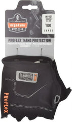 Ergodyne - Size L/XL (9) Cotton Spandex Anti-Vibration/Impact Protection Work Gloves - For Mechanic's & Lifting, Uncoated, Slip-On Cuff, Half Fingered, Black, Paired - Exact Tooling
