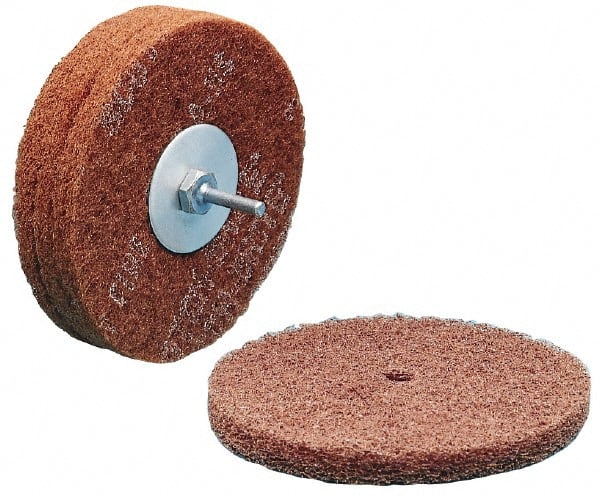 3M - 10" Medium Grade Deburring Disc - 1/2" Center Hole, Arbor Connection, Maroon, 2,300 Max RPM - Exact Tooling