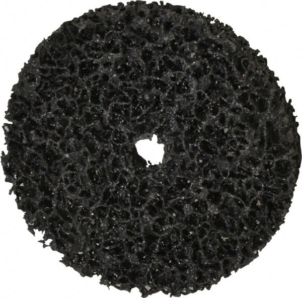 3M - 4" Very Coarse Grade Silicon Carbide Deburring Disc - 1/2" Center Hole, Arbor Connection, Black, 6,000 Max RPM - Exact Tooling