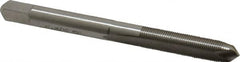 Made in USA - #12-48 UNS, 2 Flute, Bright Finish, High Speed Steel Spiral Point Tap - Plug Chamfer, Right Hand Thread, 2-3/8" OAL, 15/16" Thread Length - Exact Tooling