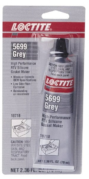 Loctite - 70ml High Performance RTV Silicone Gasket Maker - -75 to 625°F, Grey, Comes in Tube - Exact Tooling