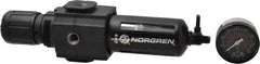 Norgren - 3/8" NPT Port Intermediate 1 Piece Filter/Regulator FRL Unit - Polycarbonate Bowl, 123 SCFM, 150 Max psi, 9.95" High x 2.68" Long, Manual Drain - Exact Tooling