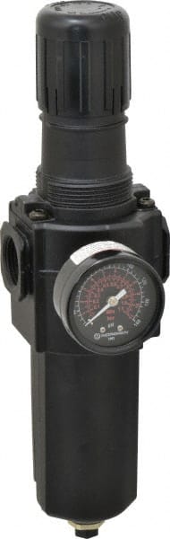 Norgren - 3/4" NPT Port Standard 1 Piece Filter/Regulator FRL Unit - Metal Bowl, 212 SCFM, 250 Max psi, 11.93" High x 3.15" Long, Automatic Drain - Exact Tooling