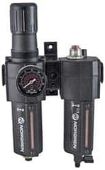 Norgren - 1/2" NPT Port Standard 2 Piece Filter/Regulator-Lubricator FRL Unit - Metal Bowl, 138 SCFM, 250 Max psi, 11.93" High x 6.84" Long, Automatic Drain - Exact Tooling