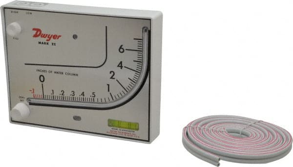 Dwyer - 15 Max psi, 3% Accuracy, Plastic Manometer - 15 Maximum PSI, 7 Inch Water Column, 140°F Max - Exact Tooling