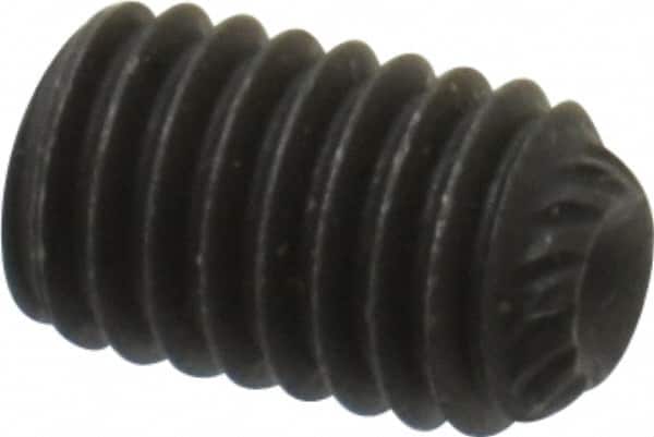 Value Collection - #10-32 UNF, 5/16" OAL, Knurled Cup Point Set Screw - Grade 8 Alloy Steel, 3/32" Key - Exact Tooling