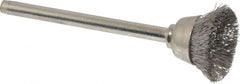 Anderson - 9/16" Diam, 1/8" Shank Diam, Stainless Steel Fill Cup Brush - 0.005 Wire Diam, 25,000 Max RPM - Exact Tooling