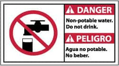 NMC - "Danger - Non-Potable Water - Do Not Drink", 10" Long x 18" Wide, Pressure-Sensitive Vinyl Safety Sign - Rectangle, 0.004" Thick, Use for Accident Prevention - Exact Tooling