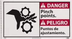 NMC - "Danger - Pinch Points", 10" Long x 18" Wide, Pressure-Sensitive Vinyl Safety Sign - Rectangle, 0.004" Thick, Use for Accident Prevention - Exact Tooling