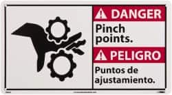 NMC - "Danger - Pinch Points", 10" Long x 18" Wide, Rigid Plastic Safety Sign - Rectangle, 0.05" Thick, Use for Accident Prevention - Exact Tooling