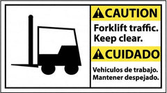 NMC - "Caution - Forklift Traffic - Keep Clear", 10" Long x 18" Wide, Pressure-Sensitive Vinyl Safety Sign - Rectangle, 0.004" Thick, Use for Accident Prevention - Exact Tooling
