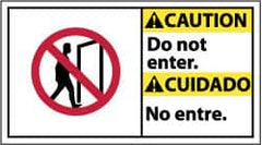 NMC - "Caution - Do Not Enter", 10" Long x 18" Wide, Pressure-Sensitive Vinyl Safety Sign - Rectangle, 0.004" Thick, Use for Security & Admittance - Exact Tooling
