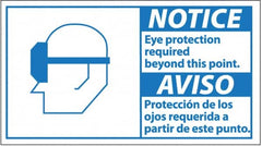 NMC - "Notice - Eye Protection Required Beyond This Point", 10" Long x 18" Wide, Pressure-Sensitive Vinyl Safety Sign - Rectangle, 0.004" Thick, Use for Accident Prevention - Exact Tooling