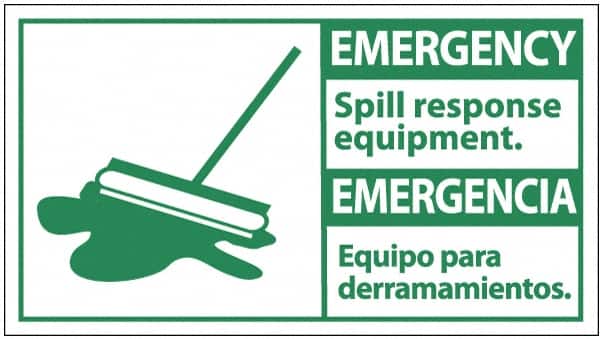 NMC - "Emergency - Spill Response Equipment", 10" Long x 18" Wide, Pressure-Sensitive Vinyl Safety Sign - Rectangle, 0.004" Thick, Use for Accident Prevention - Exact Tooling