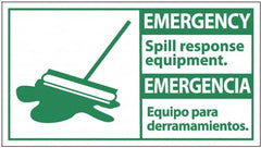 NMC - "Emergency - Spill Response Equipment", 10" Long x 18" Wide, Pressure-Sensitive Vinyl Safety Sign - Rectangle, 0.004" Thick, Use for Accident Prevention - Exact Tooling