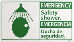 NMC - "Emergency - Safety Shower", 10" Long x 18" Wide, Rigid Plastic Safety Sign - Rectangle, 0.05" Thick, Use for First Aid - Exact Tooling