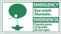 NMC - "Emergency - Eye Wash Fountain", 10" Long x 18" Wide, Pressure-Sensitive Vinyl Safety Sign - Rectangle, 0.004" Thick, Use for First Aid - Exact Tooling