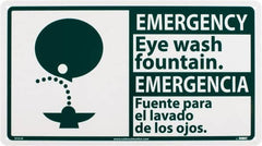 NMC - "Emergency - Eye Wash Fountain", 10" Long x 18" Wide, Rigid Plastic Safety Sign - Rectangle, 0.05" Thick, Use for First Aid - Exact Tooling