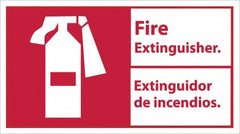 NMC - Fire Extinguisher, Pressure Sensitive Vinyl Fire Sign - 18" Wide x 10" High, English/Spanish - Exact Tooling