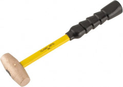 No-Mar - 2 Lb Head 1-1/4" Face Brass Hammer - Fiberglass Handle - Exact Tooling