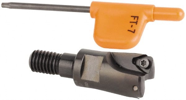 Kennametal - 16mm Cut Diam, 0.033" Max Depth, M8 Modular Connection Indexable High-Feed Helical End Mill - Screw Holding Method, WP..0302.. Insert, Through Coolant - Exact Tooling