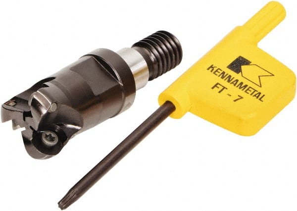 Kennametal - 12mm Cutting Diam, 0.4724" Max Depth of Cut, Modular Connection Indexable Copy End Mill - 3 Inserts, RD.. 0501.. Insert - Exact Tooling
