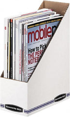 BANKERS BOX - White/Blue Magazine Stand - Corrugated Cardboard - Exact Tooling