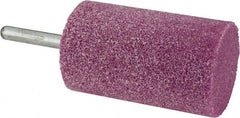 Grier Abrasives - 1-1/2" Head Diam x 2-1/2" Thickness, W240, Cylinder End, Aluminum Oxide Mounted Point - Pink, Medium Grade, 60 Grit, 10,500 RPM - Exact Tooling
