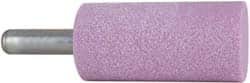 Grier Abrasives - 1-1/2" Head Diam x 3" Thickness, W241, Cylinder End, Aluminum Oxide Mounted Point - Pink, Medium Grade, 60 Grit, 18,000 RPM - Exact Tooling