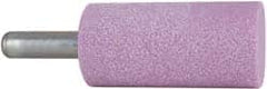 Grier Abrasives - 1-1/2" Head Diam x 3" Thickness, W241, Cylinder End, Aluminum Oxide Mounted Point - Pink, Medium Grade, 60 Grit, 18,000 RPM - Exact Tooling