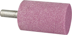 Grier Abrasives - 2" Head Diam x 3" Thickness, W246, Cylinder End, Aluminum Oxide Mounted Point - Pink, Medium Grade, 60 Grit, 16,500 RPM - Exact Tooling