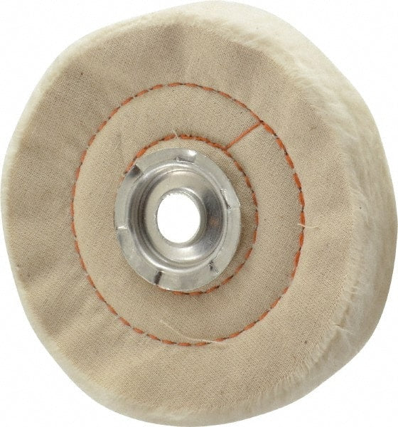 Dico - 4" Diam x 3/4" Thick Unmounted Buffing Wheel - Cushion Sewn, 1/2" Arbor Hole, Medium Density - Exact Tooling