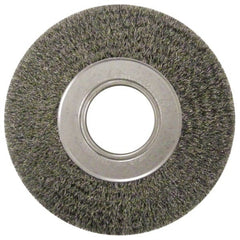 Anderson - 7" OD, 2" Arbor Hole, Crimped Steel Wheel Brush - 1-3/4" Face Width, 1-5/8" Trim Length, 0.0118" Filament Diam, 6,000 RPM - Exact Tooling
