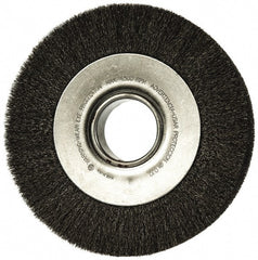 Anderson - 8" OD, 2" Arbor Hole, Crimped Steel Wheel Brush - 1-5/8" Face Width, 1-1/2" Trim Length, 0.006" Filament Diam, 4,500 RPM - Exact Tooling