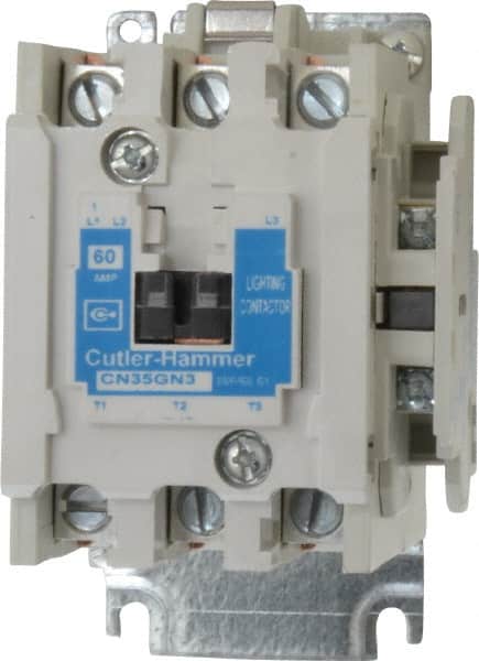 Eaton Cutler-Hammer - No Enclosure, 3 Pole, Electrically Held Lighting Contactor - 60 A at 480 V (Tungsten), 60 A at 600 V (Ballast or Mercury Vapor), 110 VAC at 50 Hz, 120 VAC at 60 Hz - Exact Tooling