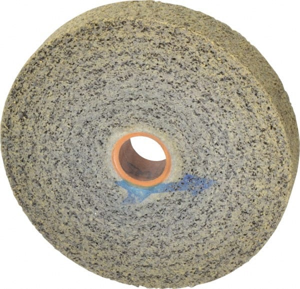 Made in USA - 6" Diam, 1" Face Width, 1" Center Hole, Medium Grade, Silicon Carbide Deburring Wheel - Convolute, Medium Density 7 Grade, 4,500 RPM - Exact Tooling