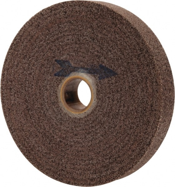 Made in USA - 6" Diam, 1" Face Width, 1" Center Hole, Fine Grade, Aluminum Oxide Deburring Wheel - Convolute, Medium Density 7 Grade, 4,500 RPM - Exact Tooling