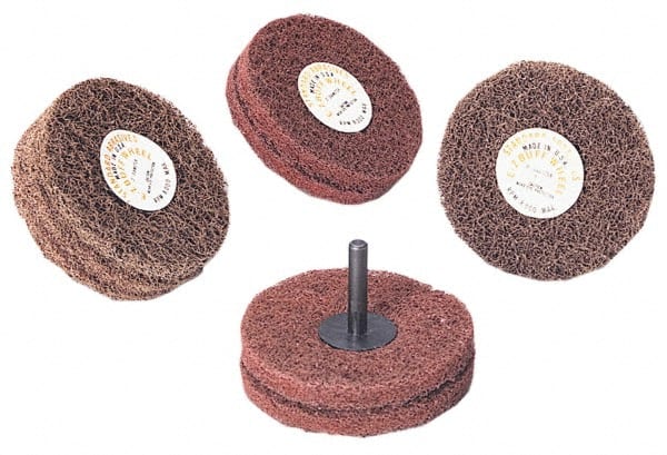 Standard Abrasives - 4" Diam x 2" Thick, Medium Mounted Scrubber Buffing Wheel - 2 Ply, Very Fine Grade, 1/4" Shank Diam, 6,000 RPM - Exact Tooling