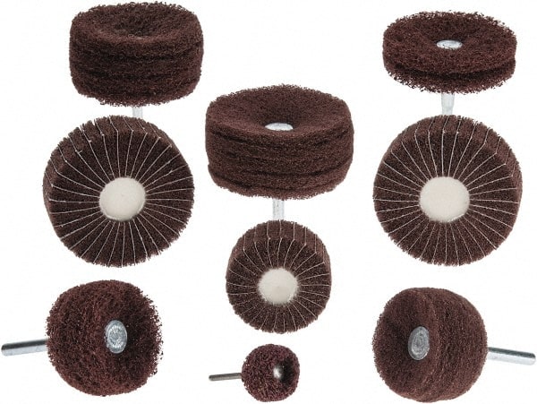 Superior Abrasives - 4 Piece Stem Mounted Wheel Kit - 120, 180 & 320 Grit, Fine, Very Fine & Extra Fine Grade, Mounted on 1/4" Shank - Exact Tooling