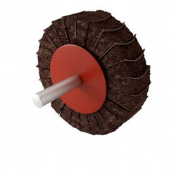 Superior Abrasives - 3" Diam x 1" Face Width, Very Fine Aluminum Oxide Nonwoven & Coated Mounted Flap Wheel - 1/4" Shank Mount, 180 Grit, Interleaf, 8,000 Max RPM - Exact Tooling