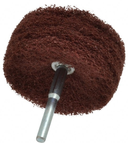 Superior Abrasives - 3" Diam x 1" Face Width, Medium Aluminum Oxide Nonwoven Mounted Flap Wheel - 1/4" Shank Mount, 8,000 Max RPM - Exact Tooling