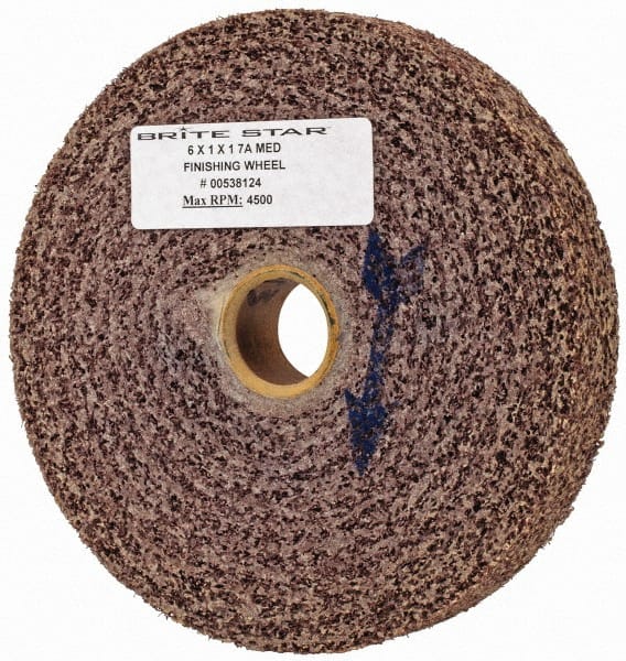 Made in USA - 6" Diam, 1" Face Width, 1" Center Hole, Medium Grade, Aluminum Oxide Deburring Wheel - Convolute, Medium Density 7 Grade, 4,500 RPM - Exact Tooling